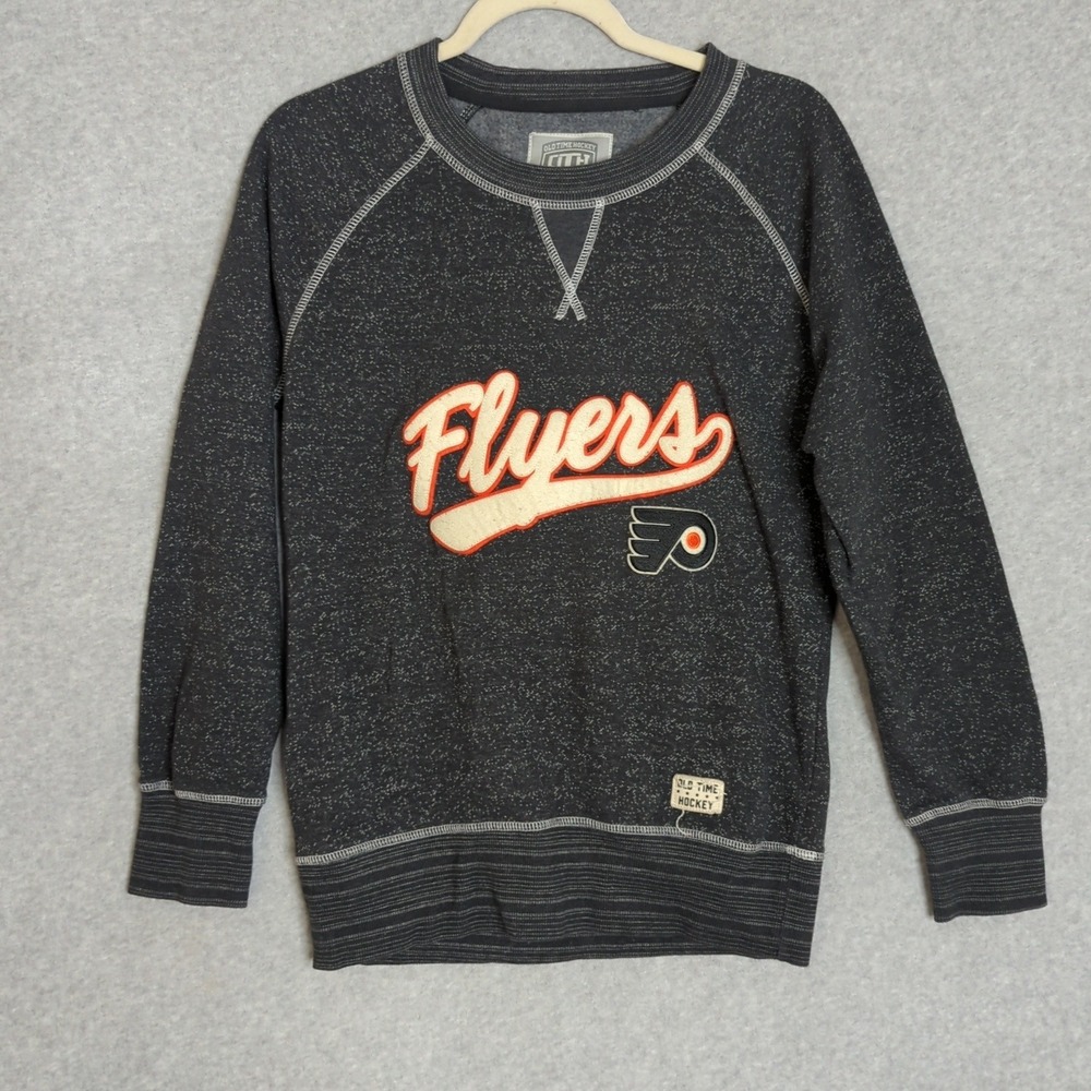 Vintage Old Time Hockey Philadelphia Flyers Womens‎ Gray Pullover Sweatshirt M/M